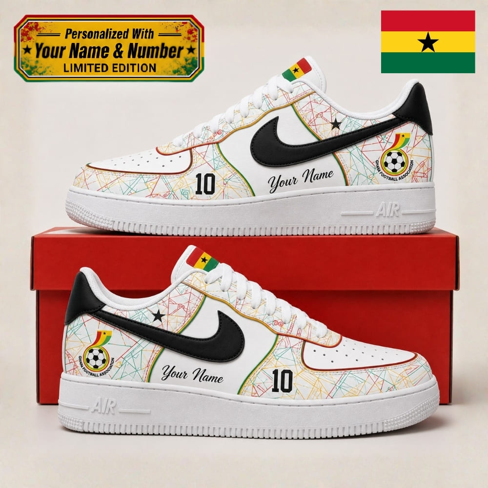 Personalized Ghana Black Stars Sneakers – Custom Name & Number | World Cup 2026
