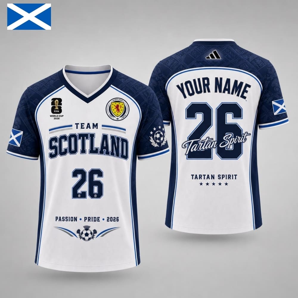 Personalized Scotland Fan V-Neck Soccer Unisex Shirt – Custom Name & Number