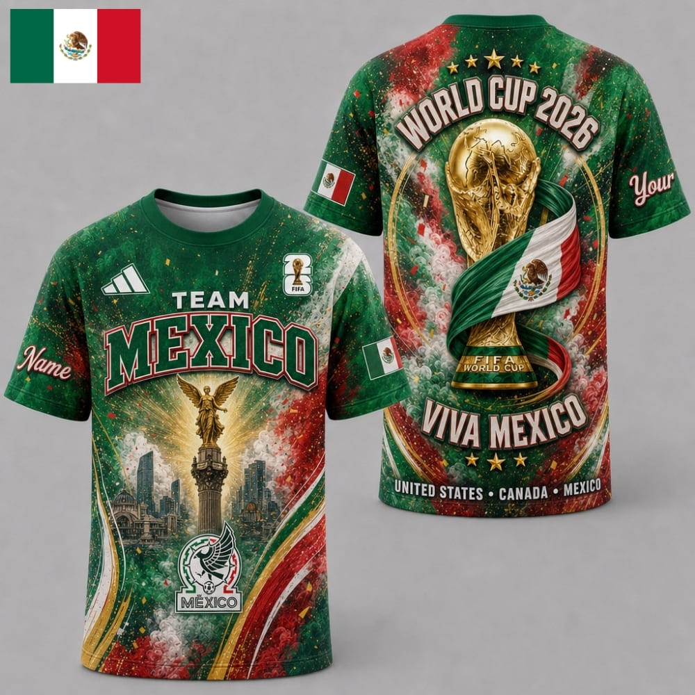 Personalized Viva Mexico World Cup 2026 Unisex T-Shirt – Custom Name & Number