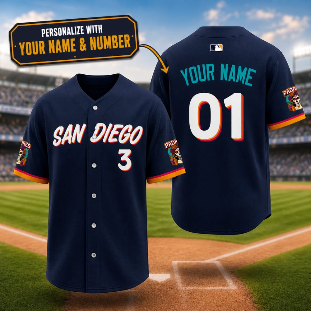 Baseball Jersey - Personalized San Diego Padres – Custom Name & Number