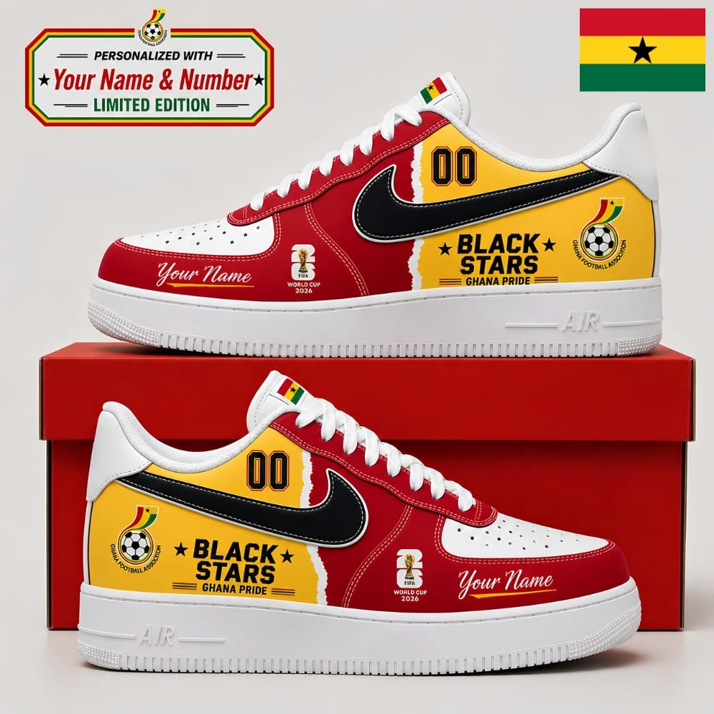 Personalized Ghana Soccer Fan Sneakers – Custom Name & Number
