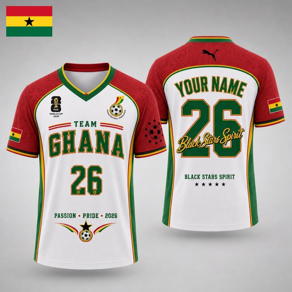 Test Personalized Ghana Fan Soccer Unisex Shirt – Custom Name & Number