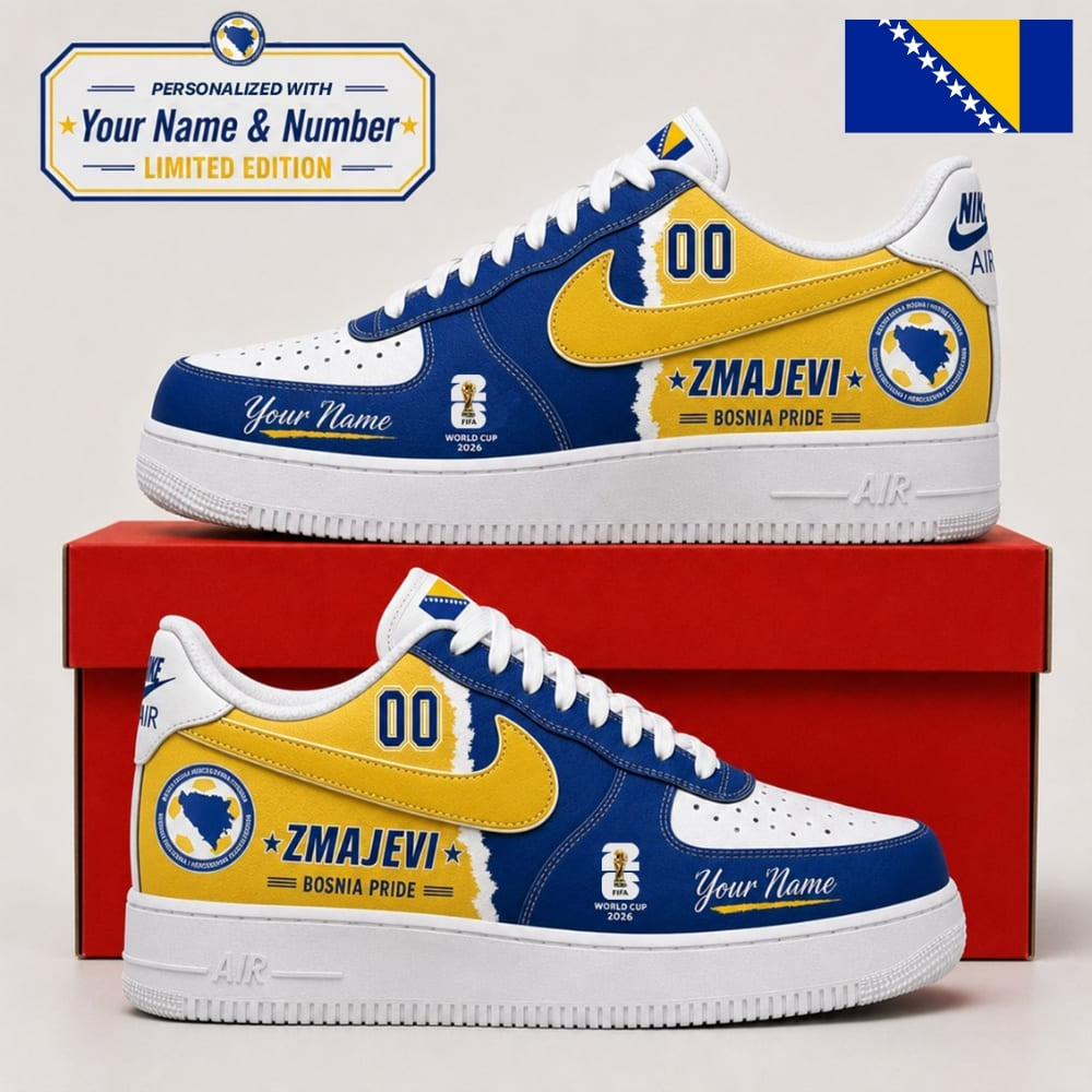 Personalized Bosnia and Herzegovina Fan Sneakers – Custom Name & Number