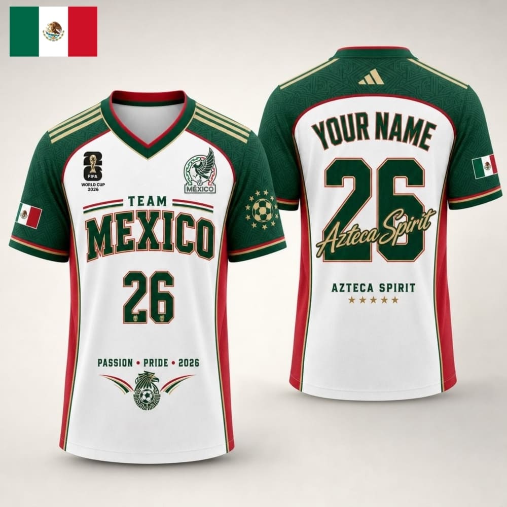 Personalized Mexico Fan V-Neck Soccer Unisex Shirt – Custom Name & Number