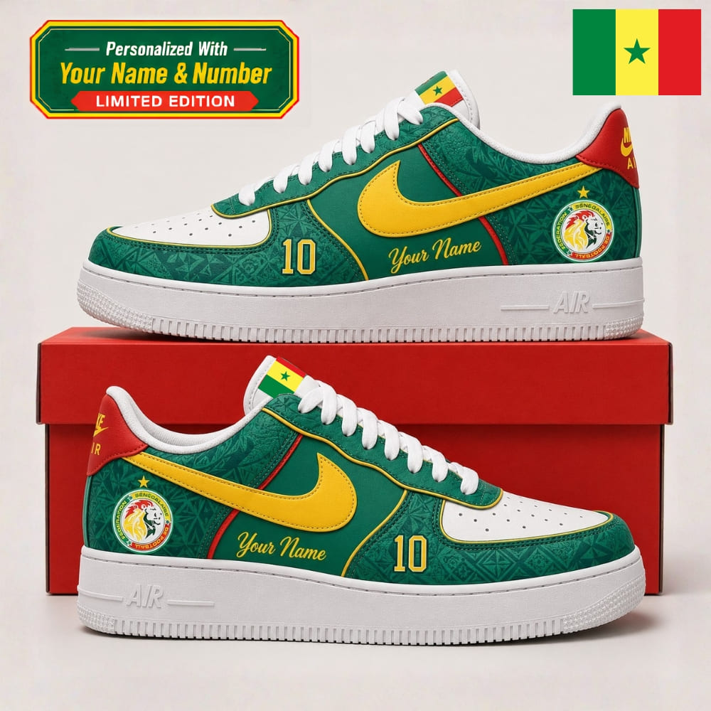 Personalized Senegal Lions of Teranga Sneakers – Custom Name & Number | World Cup 2026