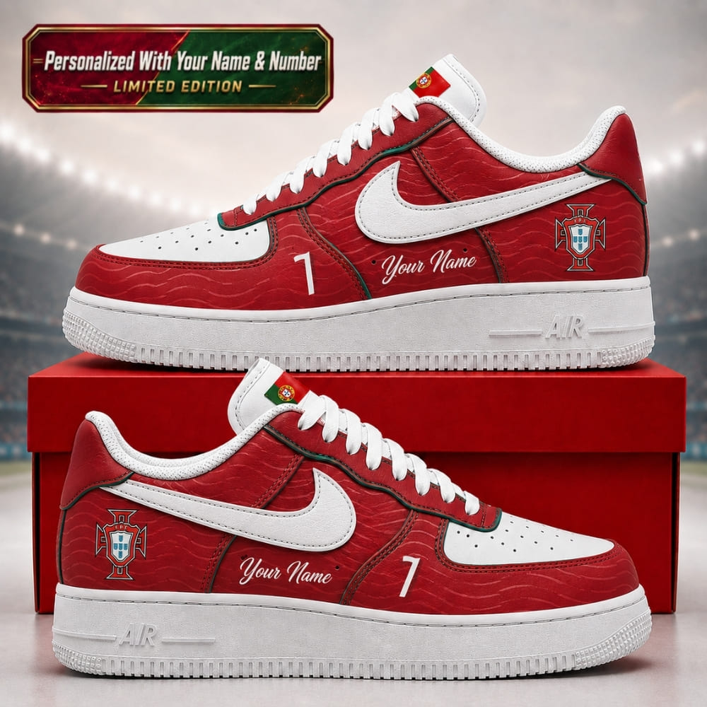 Personalized Portugal No.7 Red Edition Sneakers – Custom Name | World Cup 2026
