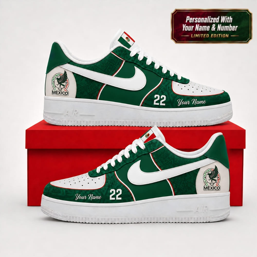 Personalized Mexico El Tri Soccer Sneakers – Custom Name | World Cup 2026