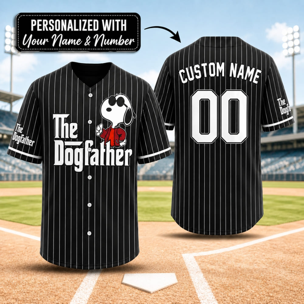 Baseball Jersey – Personalized Snoopy The Dogfather - Custom Name & Number | Father's Day Gift