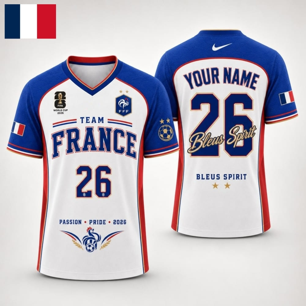 Personalized France Fan V-Neck Soccer Unisex Shirt – Custom Name & Number