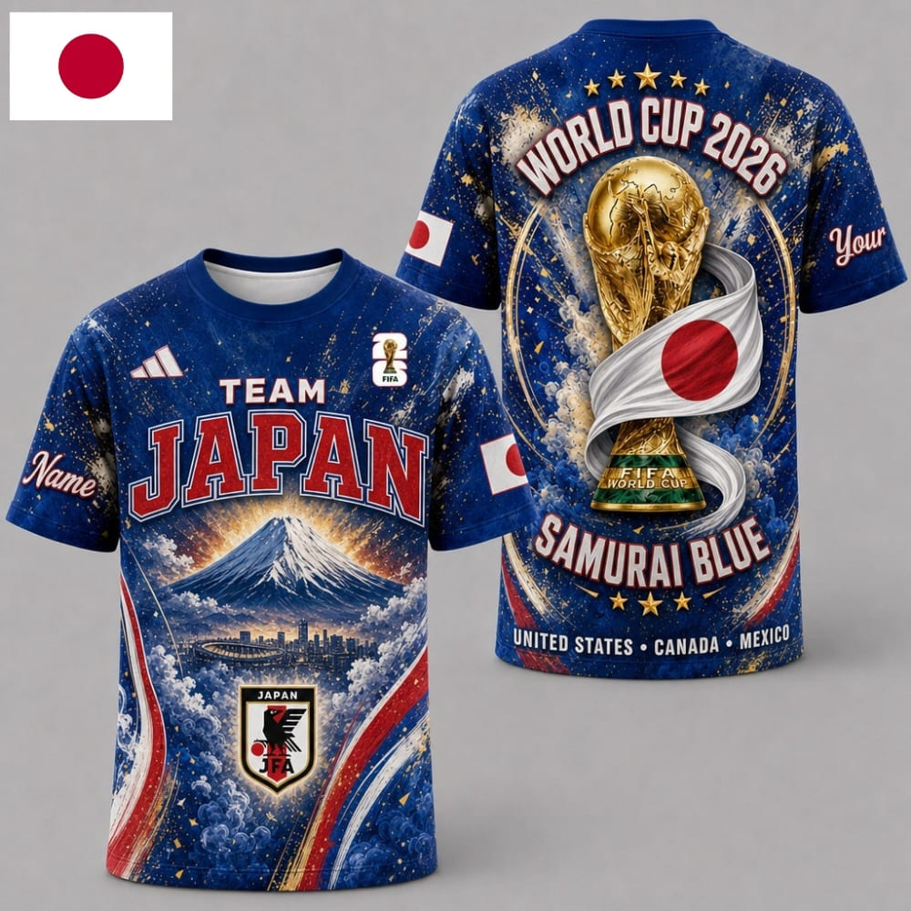 Personalized Japan Samurai Blue World Cup 2026 Unisex T-Shirt – Custom Name & Number
