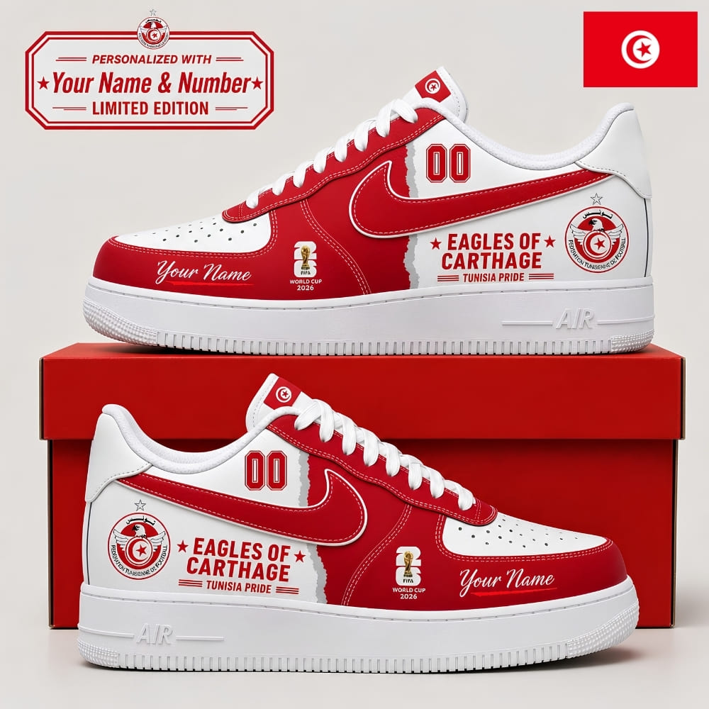 Personalized Tunisia FIFA World Cup 2026 Fan Sneakers – Custom Name & Number