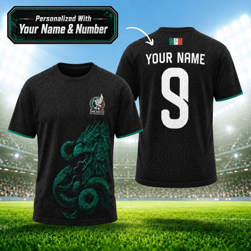 Personalized Mexico Black Eagle Soccer Shirt – Custom Name & Number | World Cup 2026