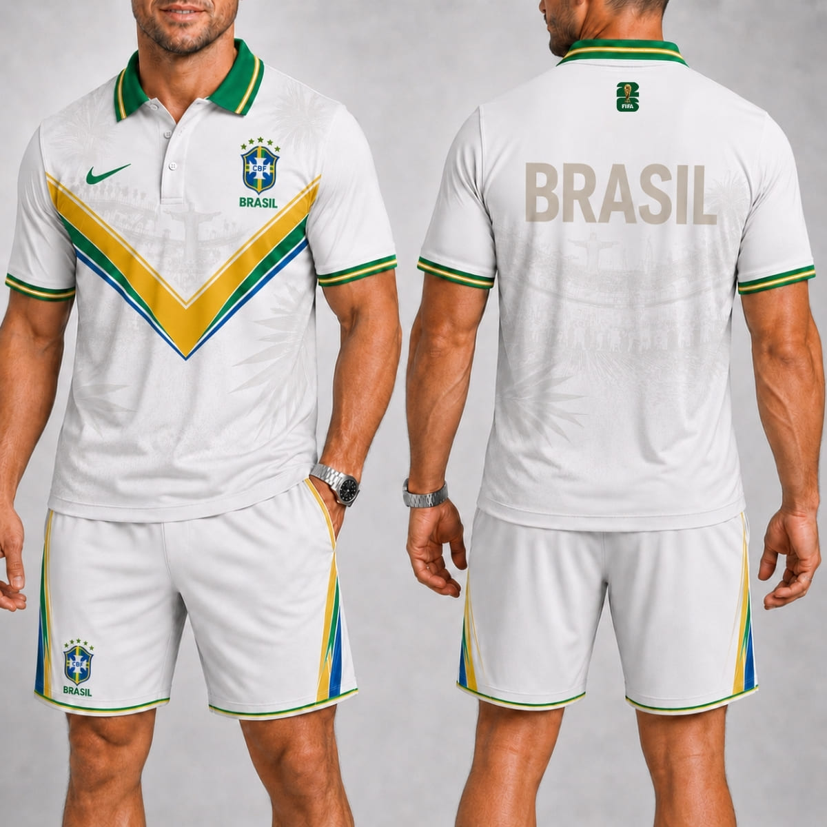 Brazil White Glory Polo Shirt & Shorts Set – World Cup 2026