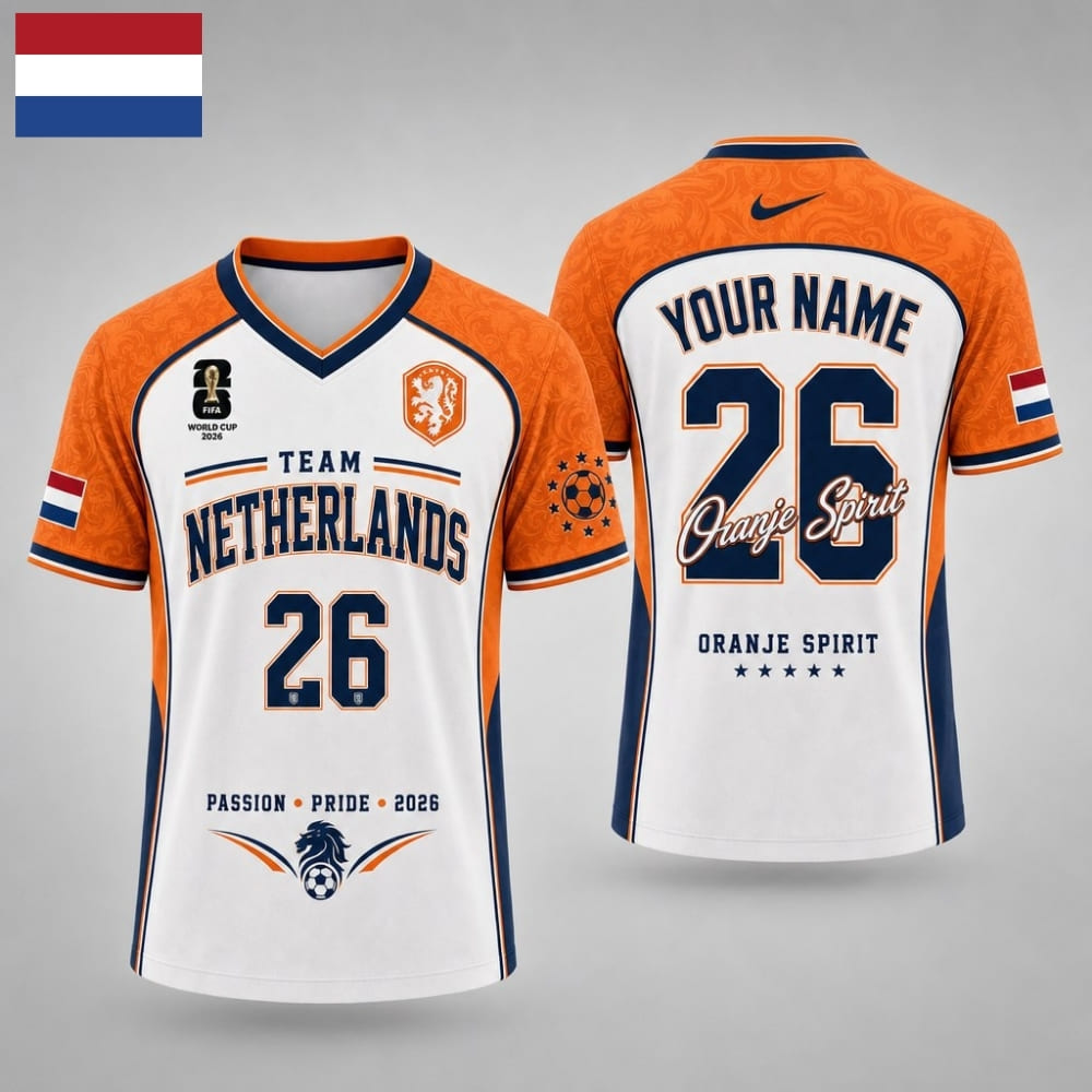 Personalized Netherlands Fan V-Neck Soccer Unisex Shirt – Custom Name & Number
