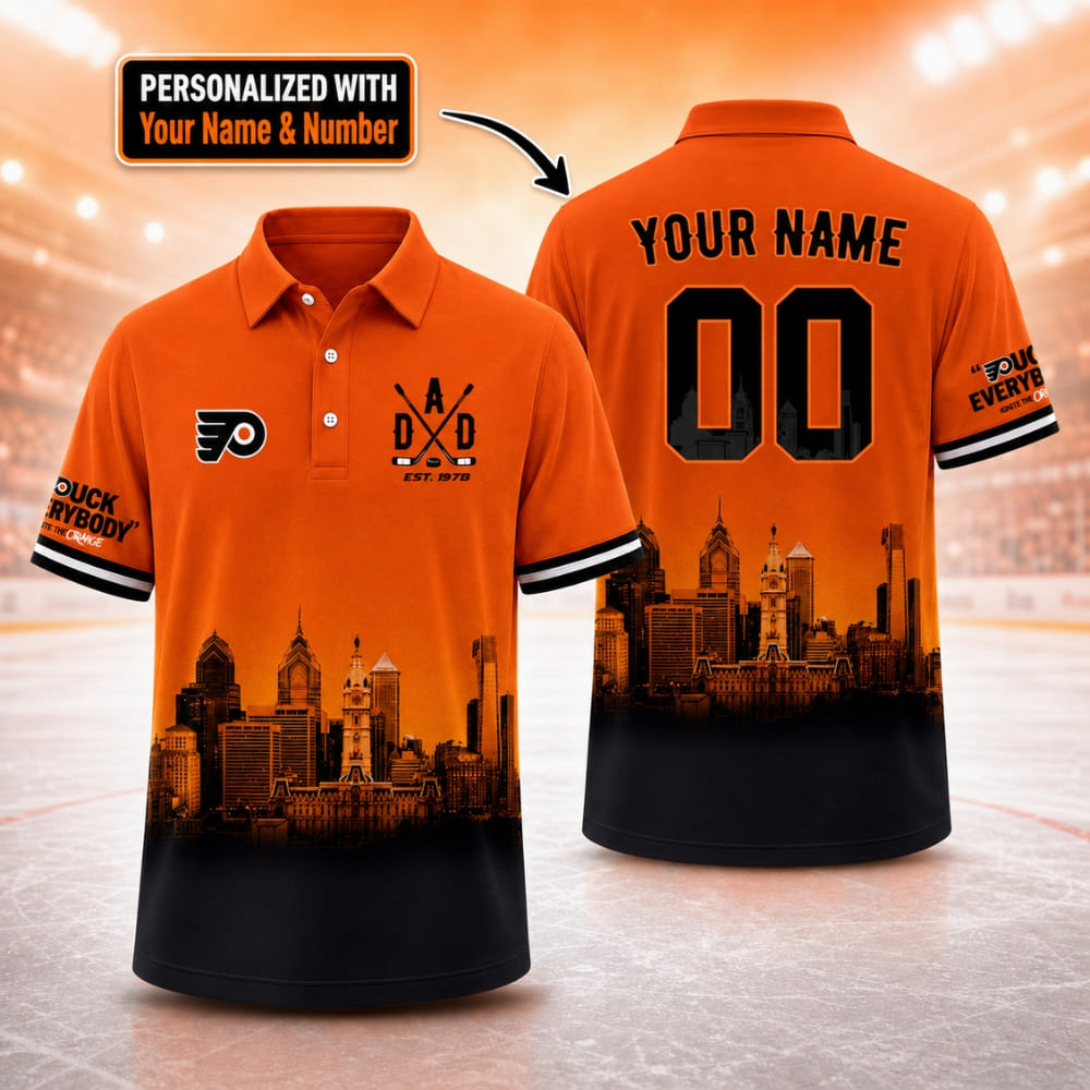 Personalized Philadelphia Flyers Dad Hockey Shirt – Custom Name & Number | Father's Day Gift