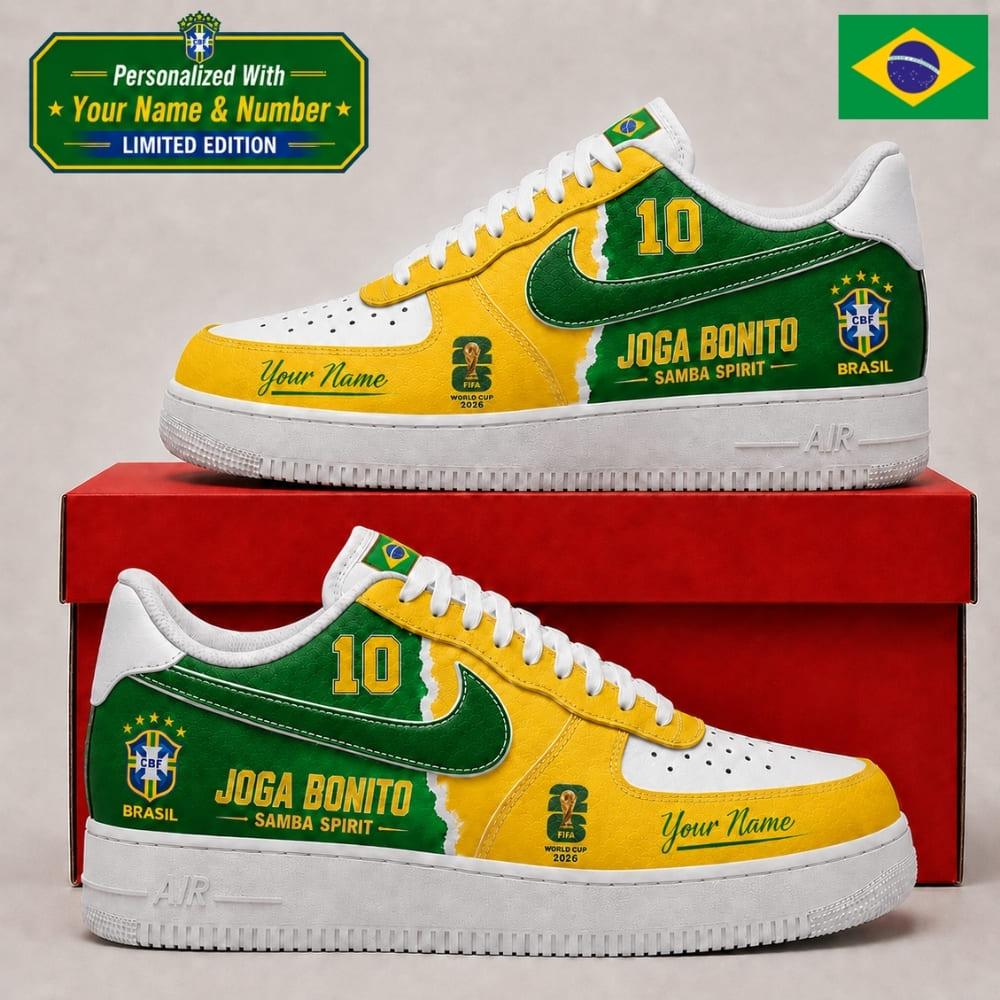 Personalized Brazil Soccer Fan Sneakers – Custom Name & Number