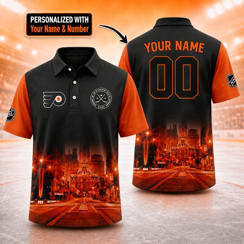 Personalized Philadelphia Flyers City Lights Hockey Shirt – Custom Name & Number | Father's Day Gift