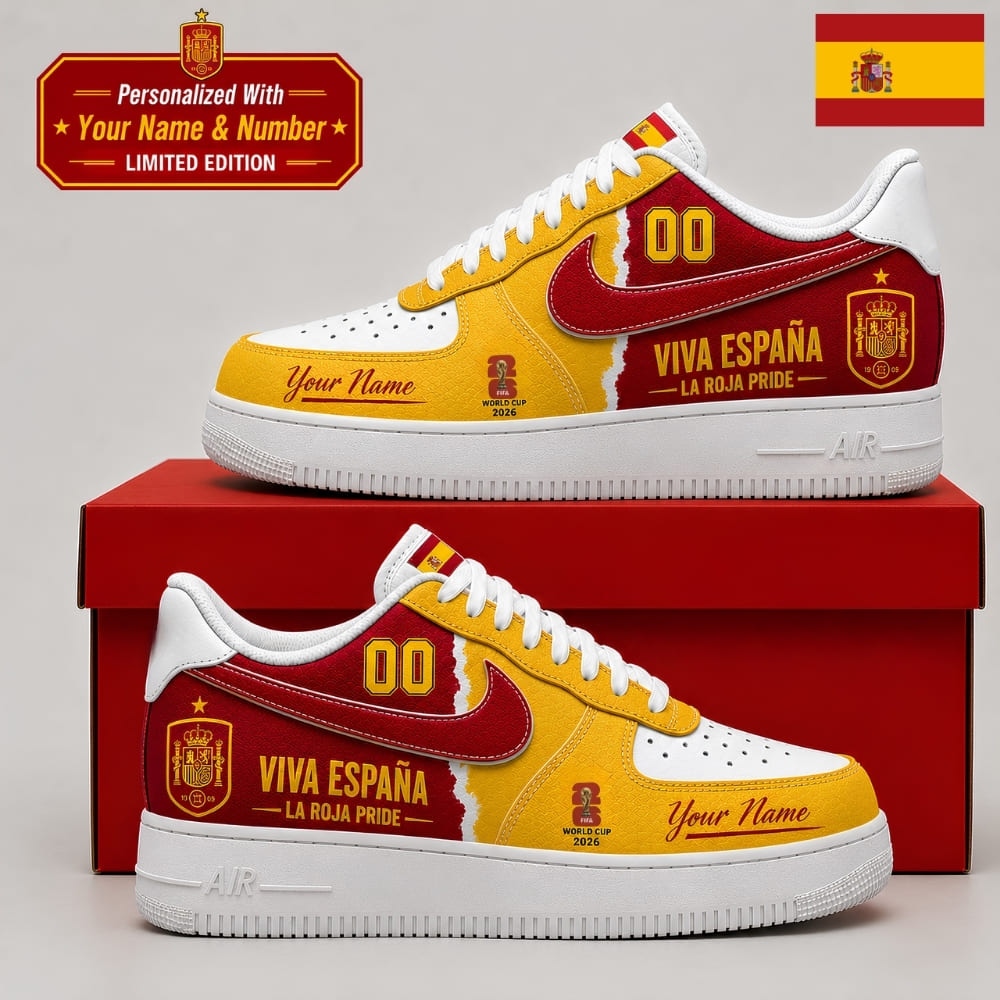 Personalized Spain Fan Sneakers – Custom Name & Number