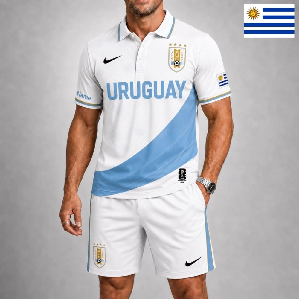Personalized Uruguay Soccer Polo Shirt & Shorts Set – Custom Name & Number | WC 2026