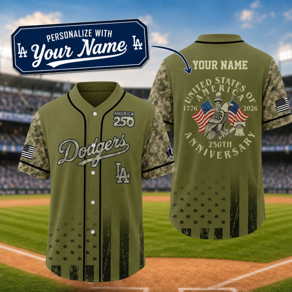 Baseball Jersey – Personalized LA Dodgers America 250 Military - Custom Name