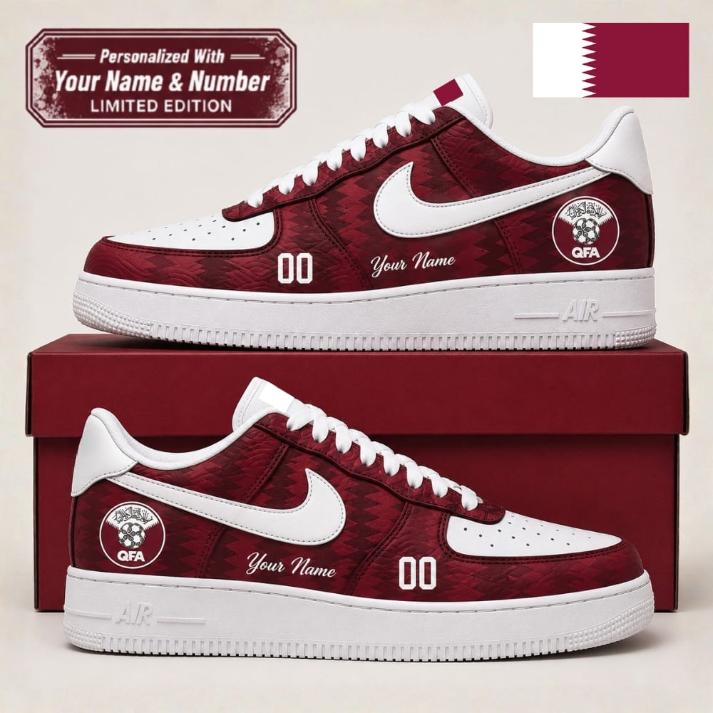 Personalized Qatar Sneakers – Custom Name & Number | World Cup 2026