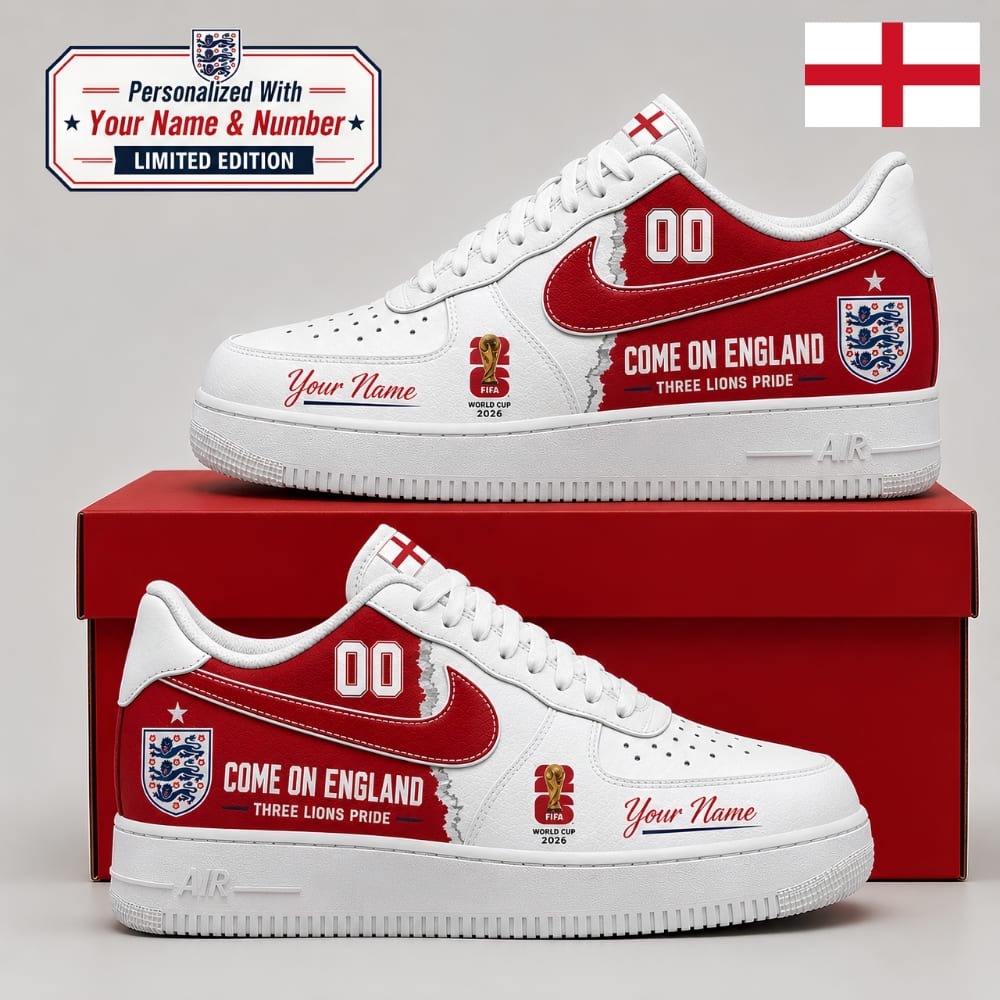 Personalized England Fan Sneakers – Custom Name & Number