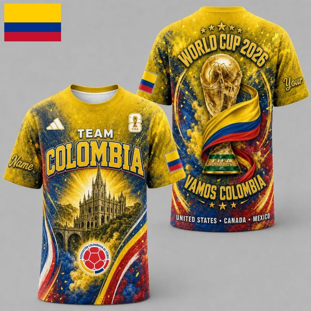 Personalized Vamos Colombia World Cup 2026 Unisex T-Shirt – Custom Name & Number