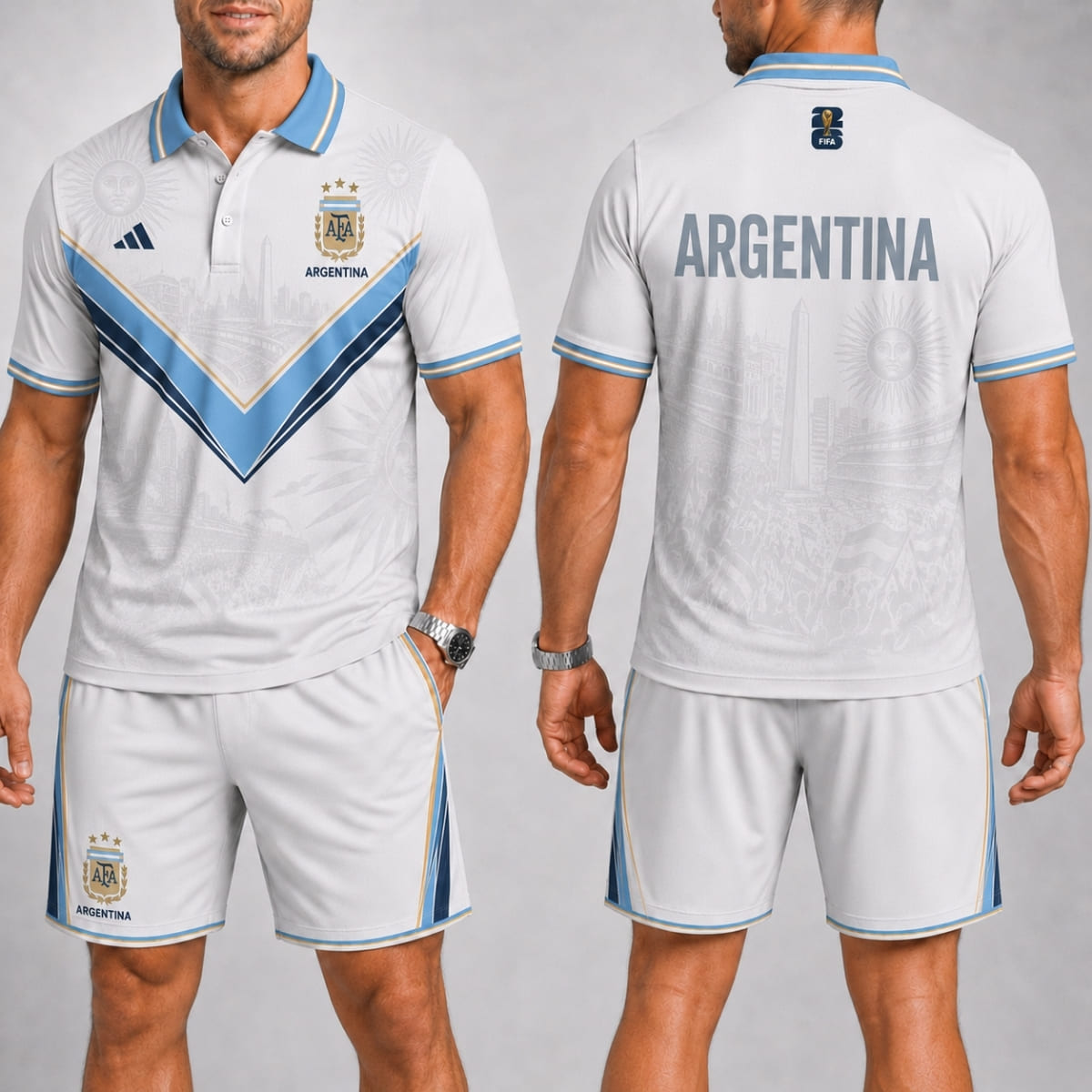 Argentina Fan Polo Shirt & Shorts Set – World Cup 2026