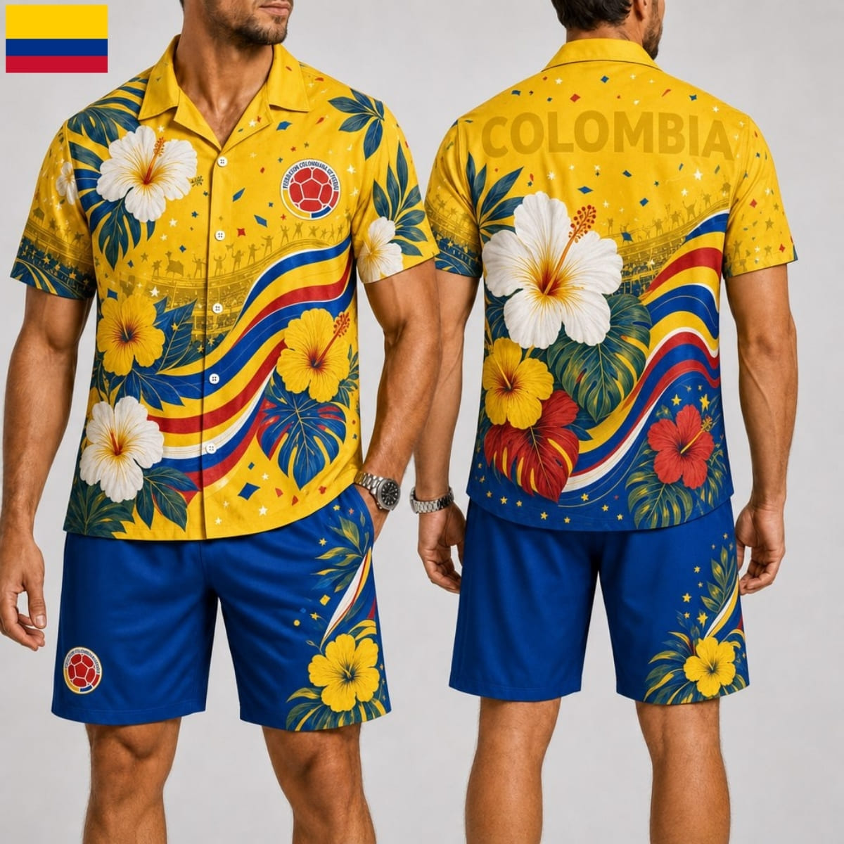 Colombia Fan Hawaii Shirt & Shorts Set – World Cup 2026