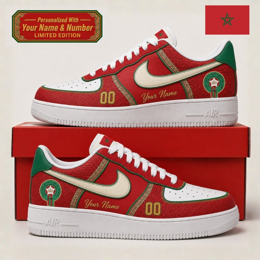 Personalized Morocco Atlas Lions Sneakers – Custom Name & Number | World Cup 2026