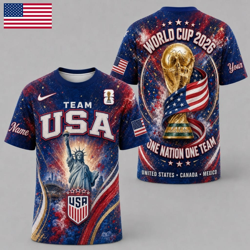 Personalized USA One Nation One Team World Cup 2026 Unisex T-Shirt – Custom Name & Number