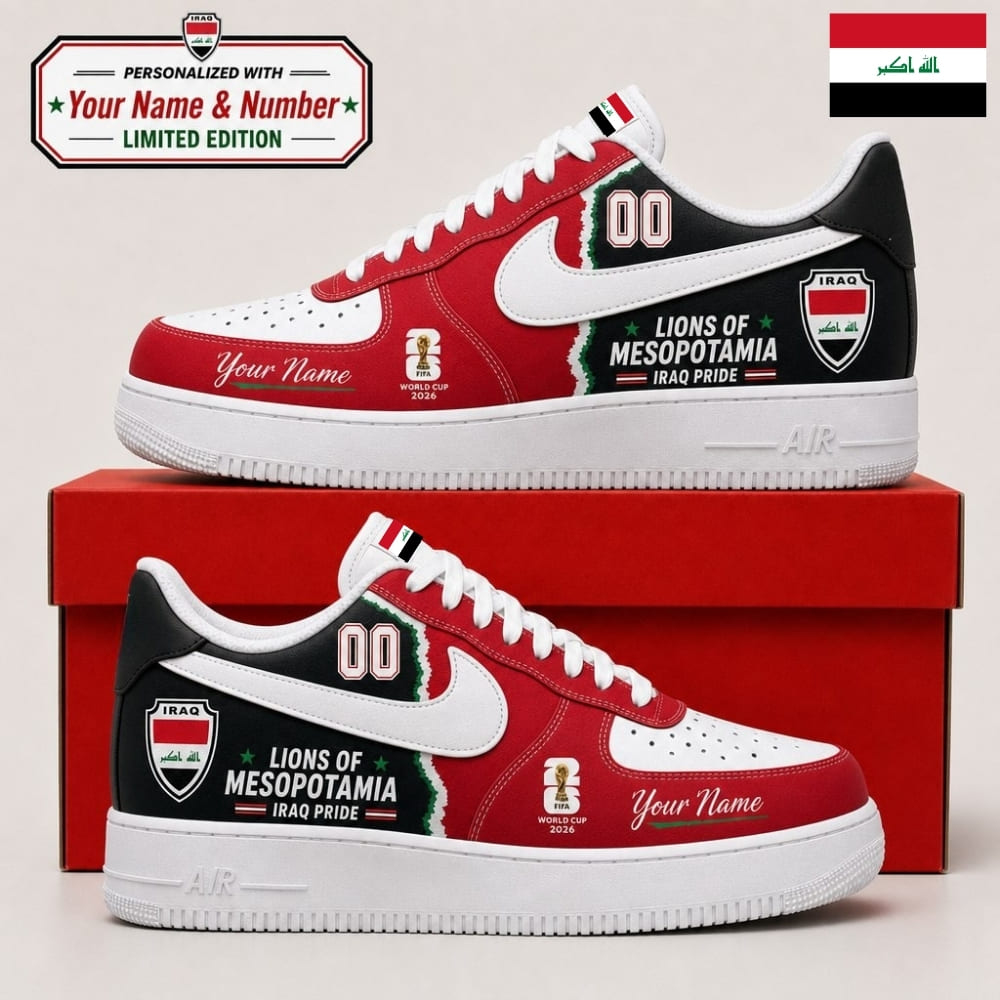 Personalized Iraq Fan Sneakers – Custom Name & Number