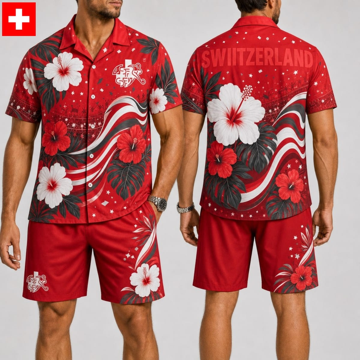 Switzerland Fan Hawaii Shirt & Shorts Set – World Cup 2026