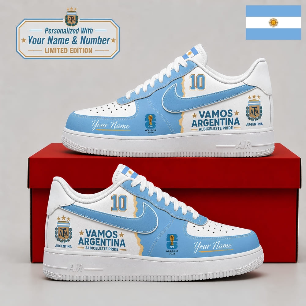 Personalized Argentina Soccer Sneakers – Custom Name & Number