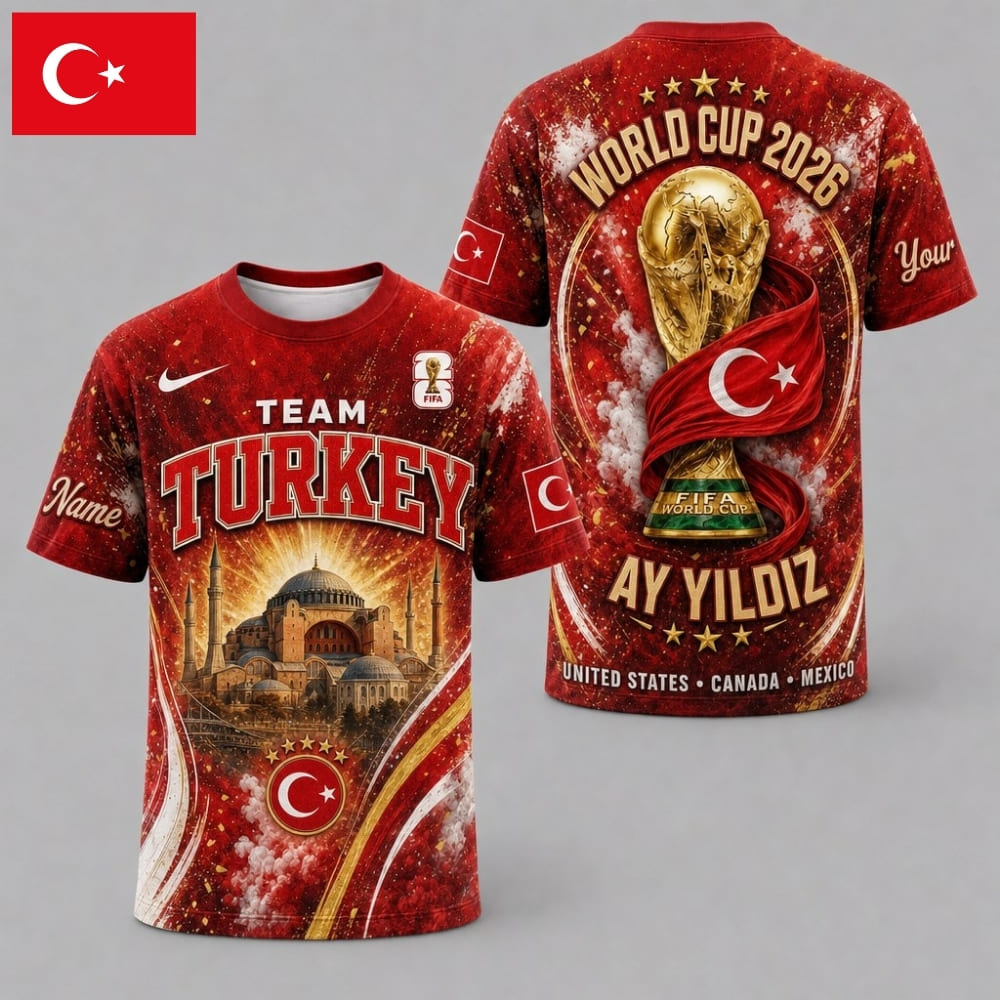 Personalized Turkey Ay Yildiz World Cup 2026 Unisex T-Shirt – Custom Name & Number