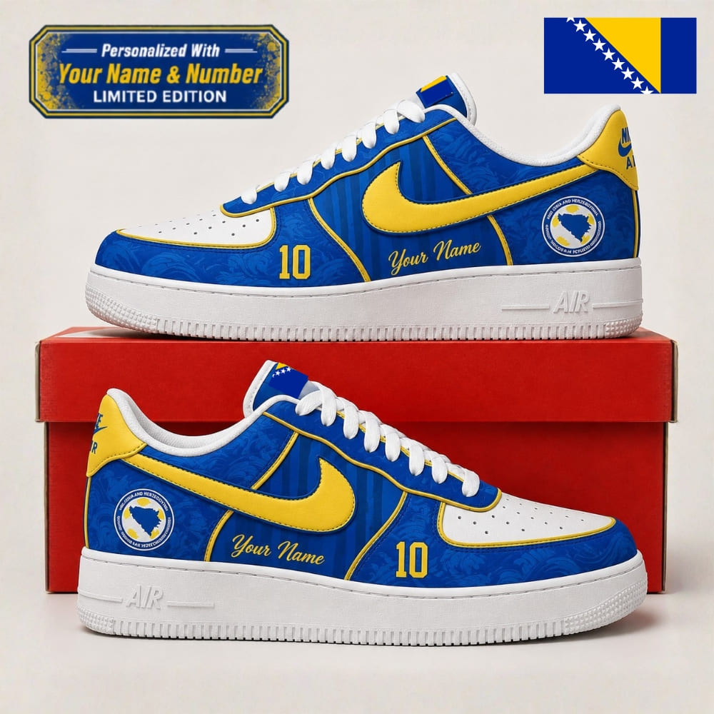 Personalized Bosnia & Herzegovina Sneakers – Custom Name & Number | World Cup 2026