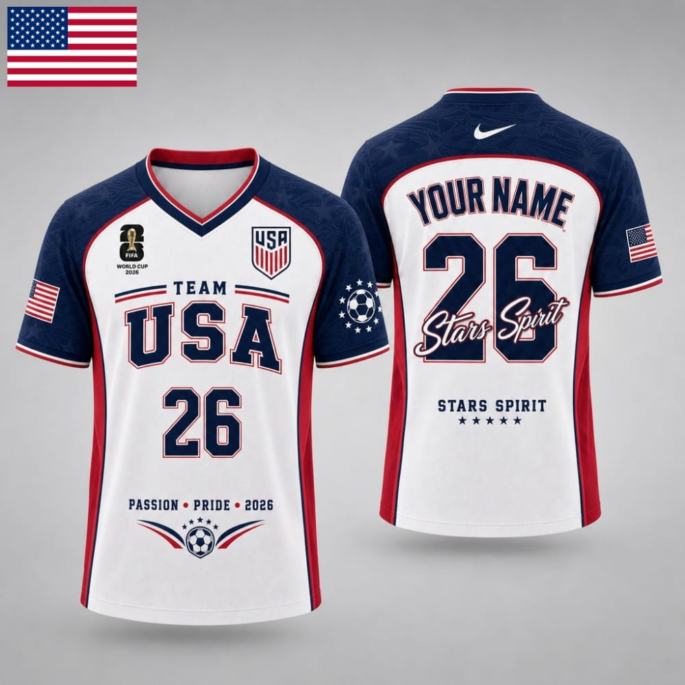 Personalized USA Fan V-Neck Soccer Unisex Shirt – Custom Name & Number