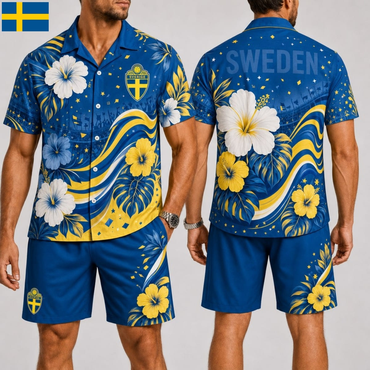 Sweden Fan Hawaii Shirt & Shorts Set – World Cup 2026