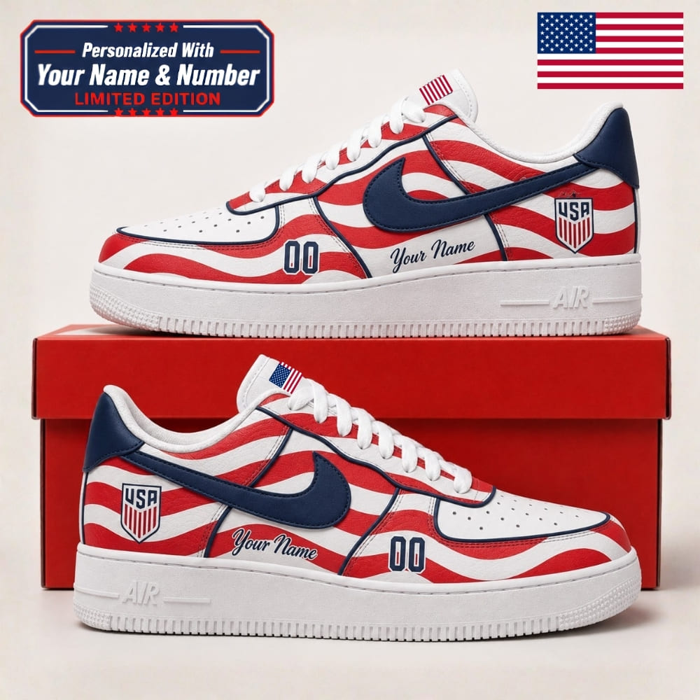 Personalized USA Stars & Stripes Sneakers – Custom Name & Number | World Cup 2026