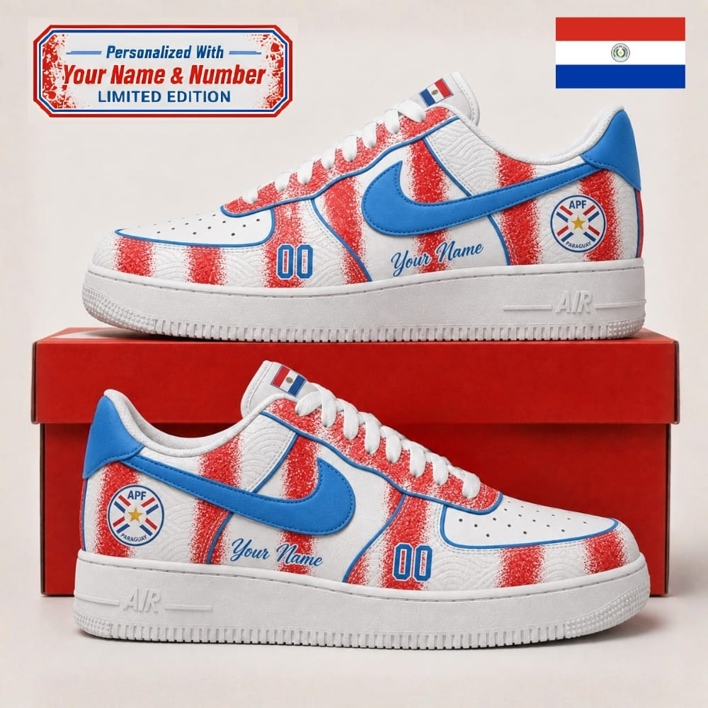 Personalized Paraguay La Albirroja Sneakers – Custom Name & Number | World Cup 2026