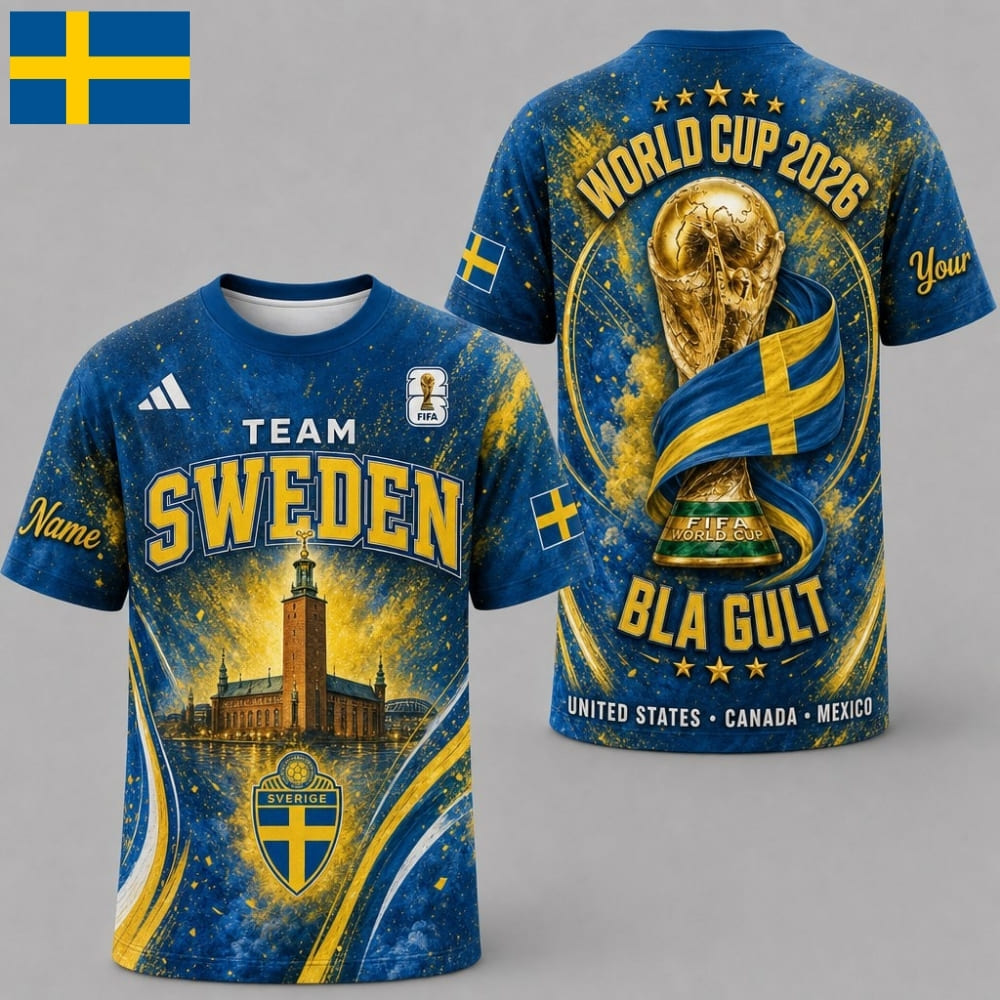 Personalized Sweden Bla Gult World Cup 2026 Unisex T-Shirt – Custom Name & Number