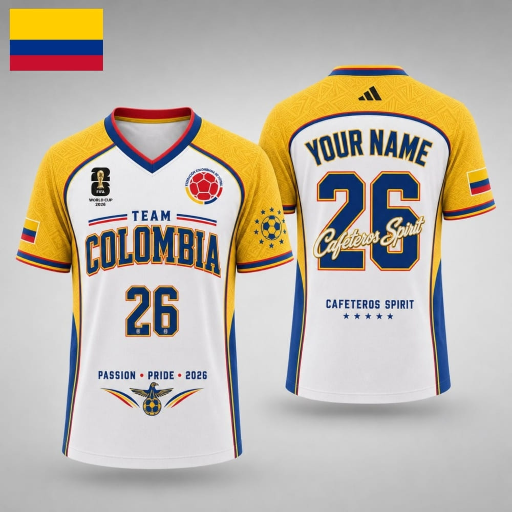 Personalized Colombia Fan V-neck Soccer Unisex Shirt – Custom Name & Number