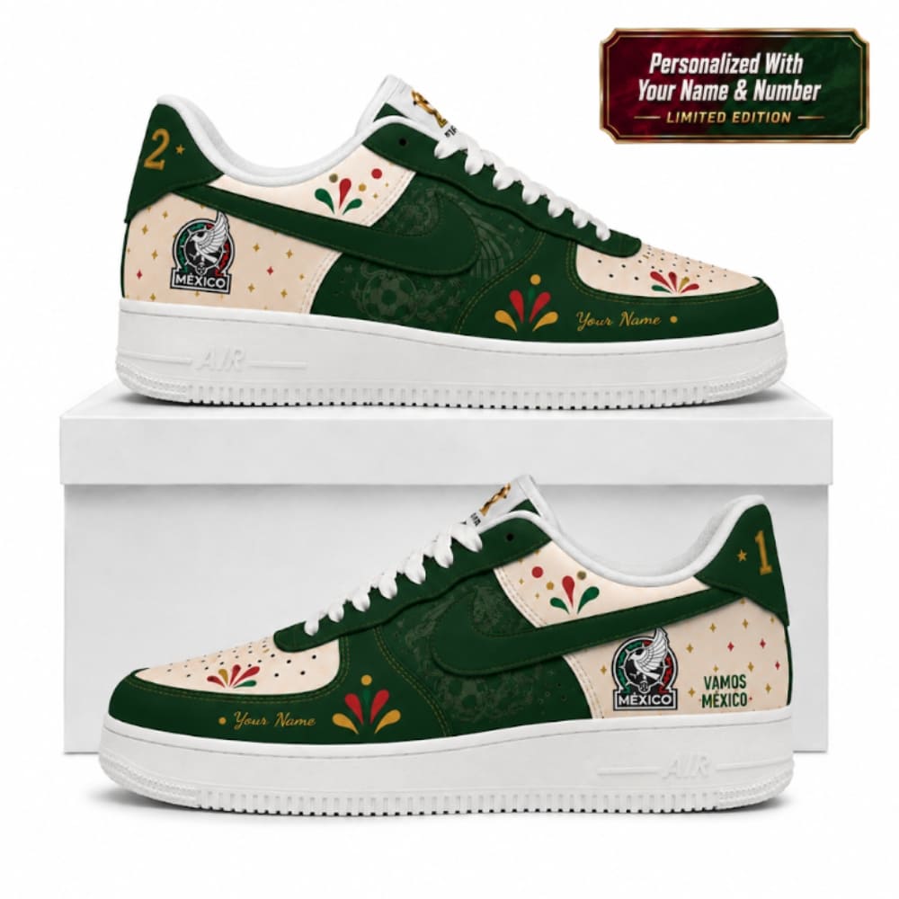 Personalized Vamos Mexico El Tri Sneakers – Custom Name | World Cup 2026