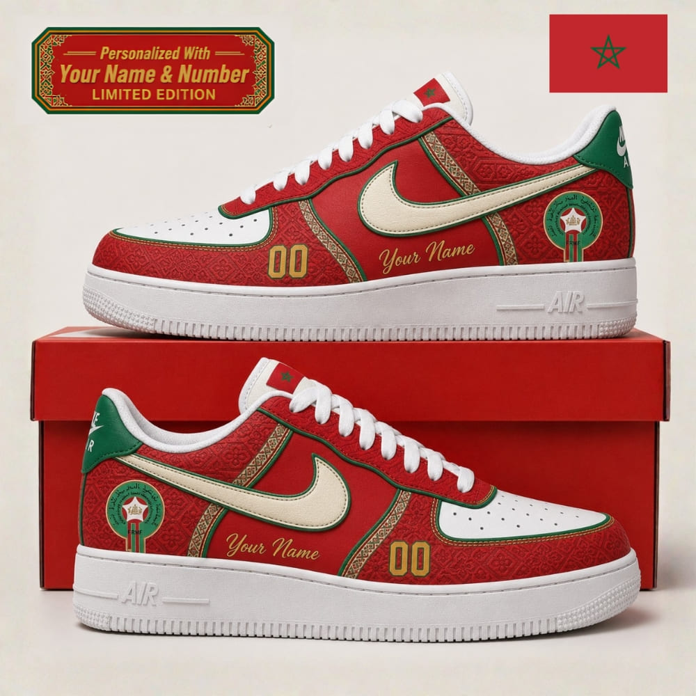 Personalized Morocco Atlas Lions Sneakers – Custom Name & Number | World Cup 2026