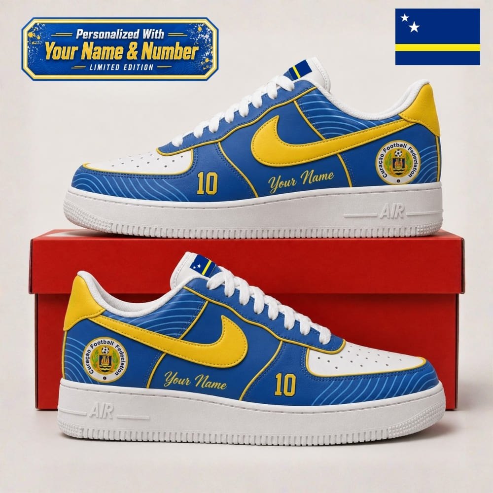 Personalized Curaçao Blue Wave Sneakers – Custom Name & Number | World Cup 2026