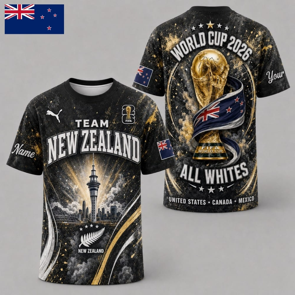 Personalized New Zealand All Whites World Cup 2026 Unisex T-Shirt – Custom Name & Number