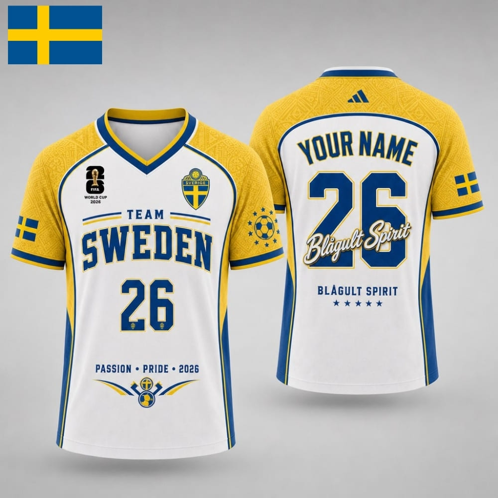 Personalized Sweden Fan V-Neck Soccer Unisex Shirt – Custom Name & Number