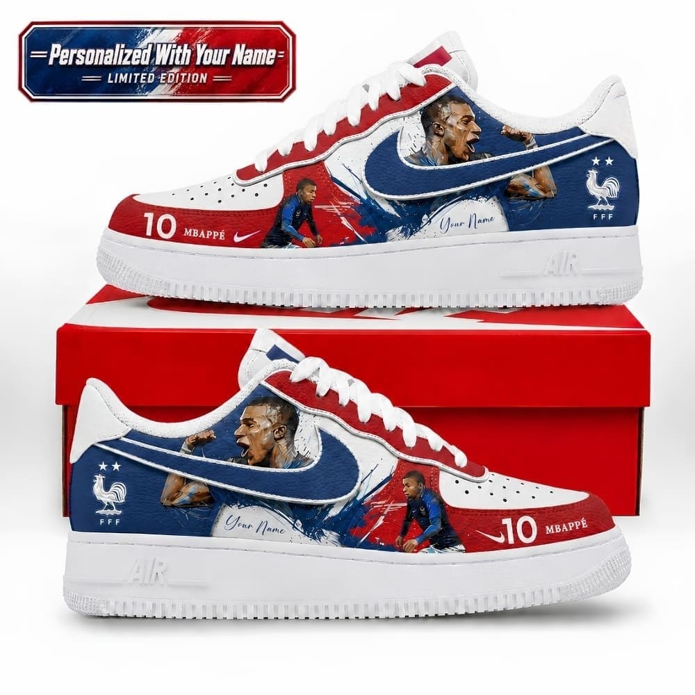 Personalized France Kylian Mbappé No.10 Soccer Sneakers – Custom Name | World Cup 2026