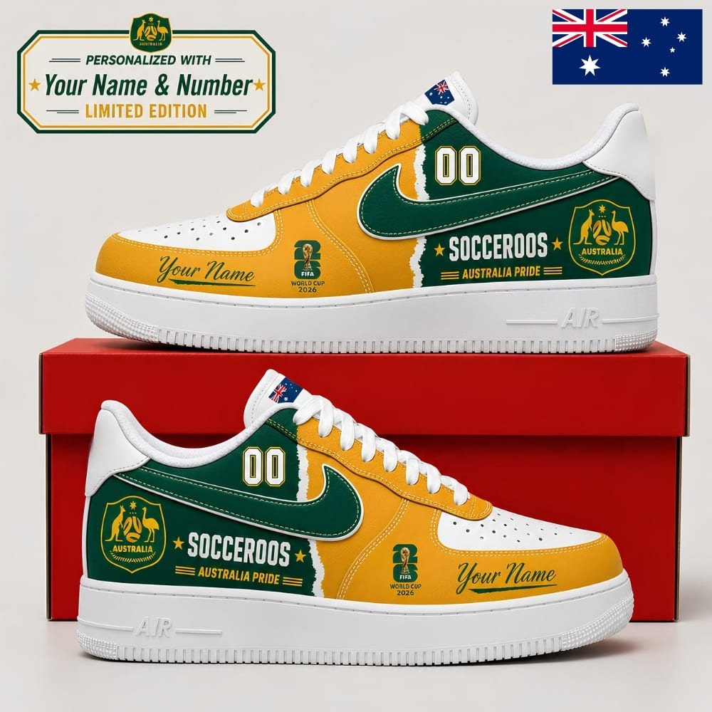 Personalized Australia Socceroos Fan Sneakers – Custom Name & Number