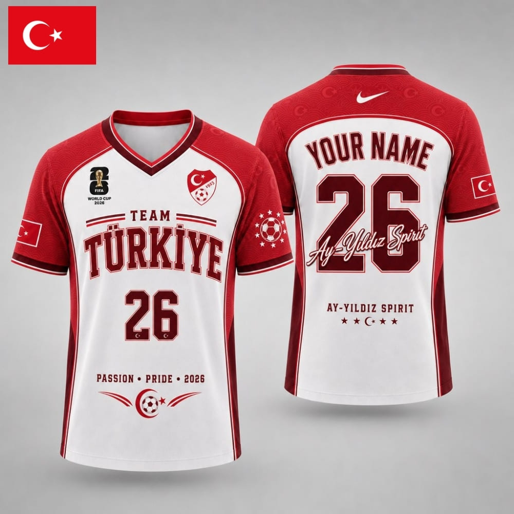 Personalized Turkey Fan V-Neck Soccer Unisex Shirt – Custom Name & Number